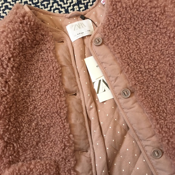 NWT Zara Toddler Girls pink dusty rose sherpa jacket - Picture 3 of 4